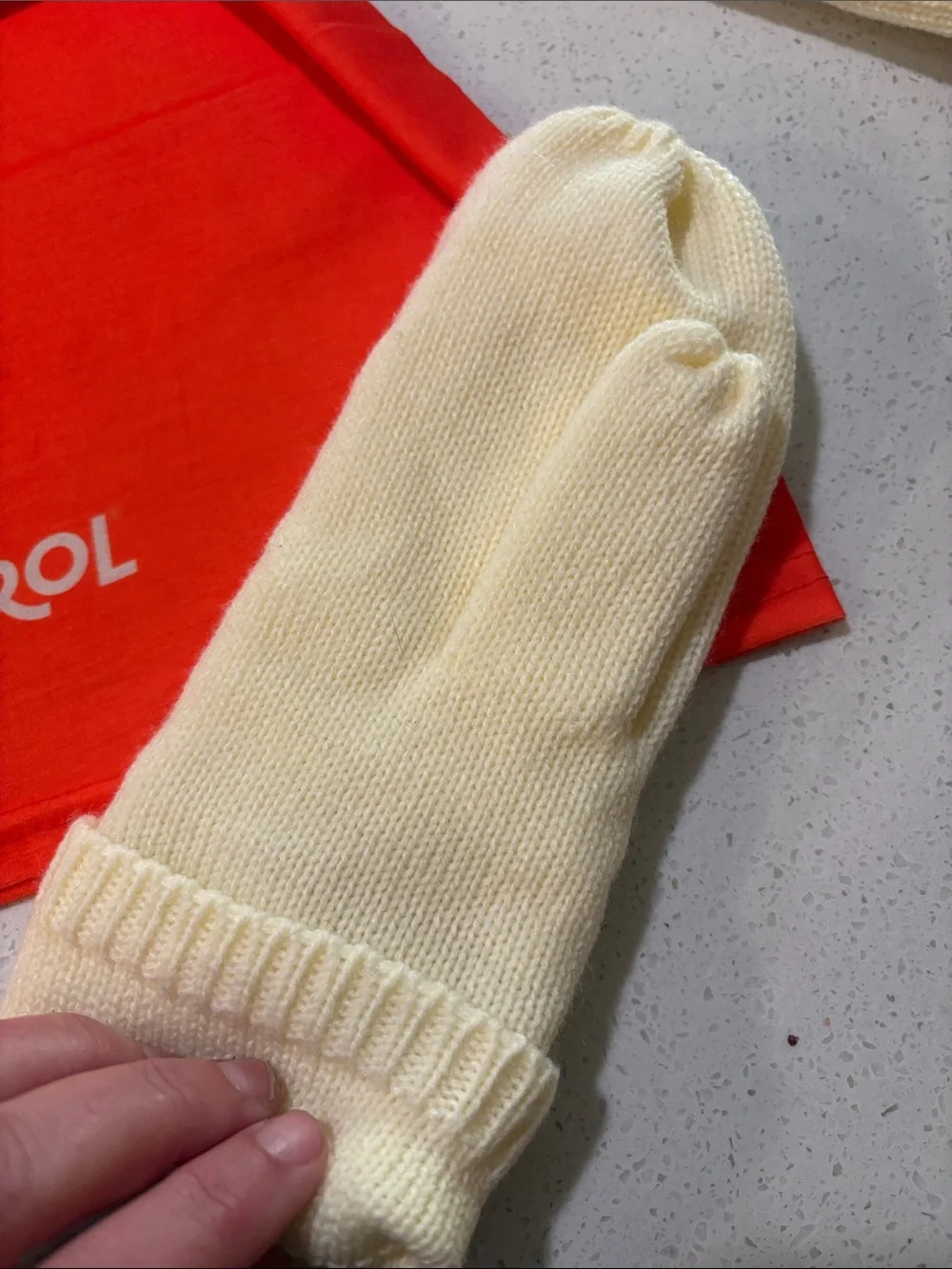Aperol Orange & Cream Neck Gaiter, Mittens, and Headband Set